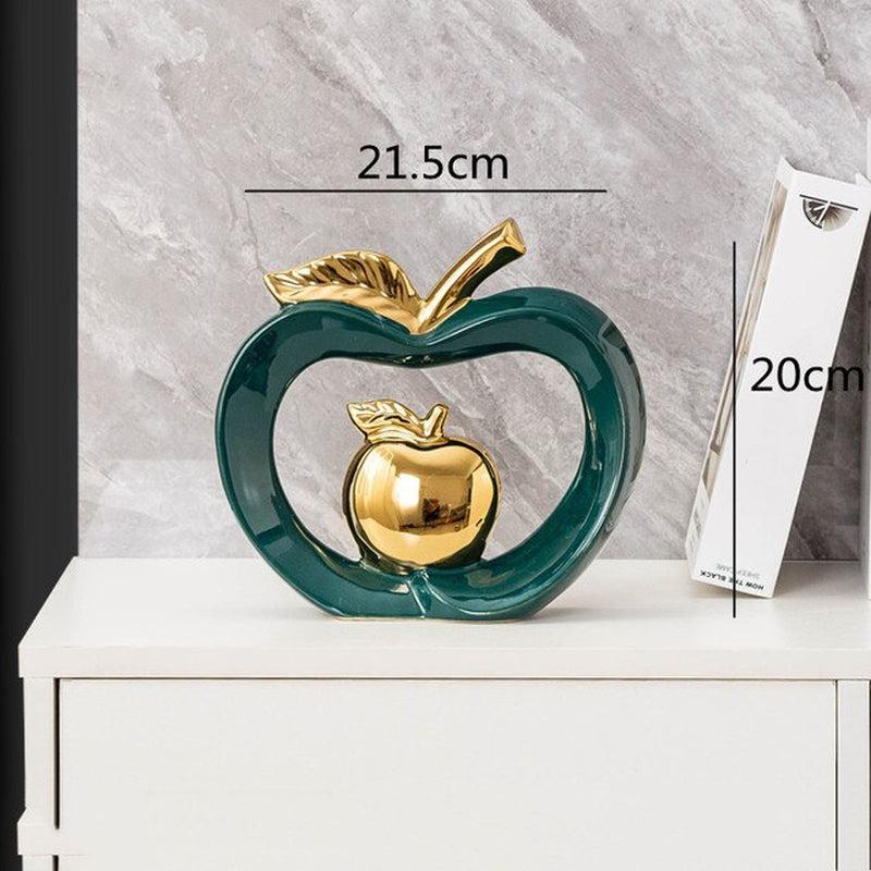 Hollow Golden & Ceramic Apple Art Crafts Ornaments | Luxurious Home Furnishings for Living Room, Bedroom